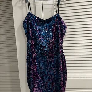 Fashion Nova Sequin Mini Dress - Blue and Purple